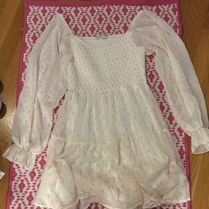 Altar'd State Cream Long Sleeve Dress